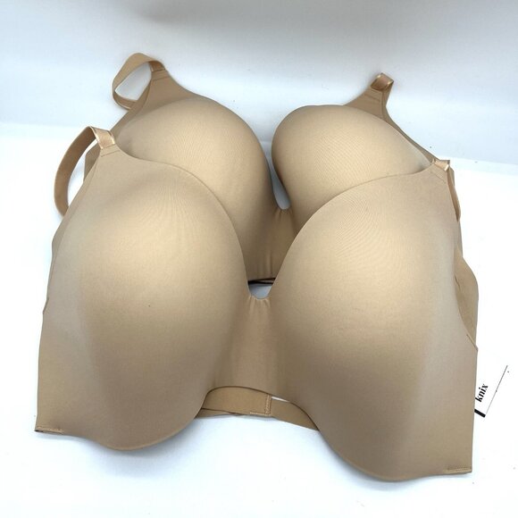 2X Knix Wingwoman Contour Bra Wireless Size 8  Fits 40D 42D 40DD 42DD 40E, Beige - Picture 1 of 6